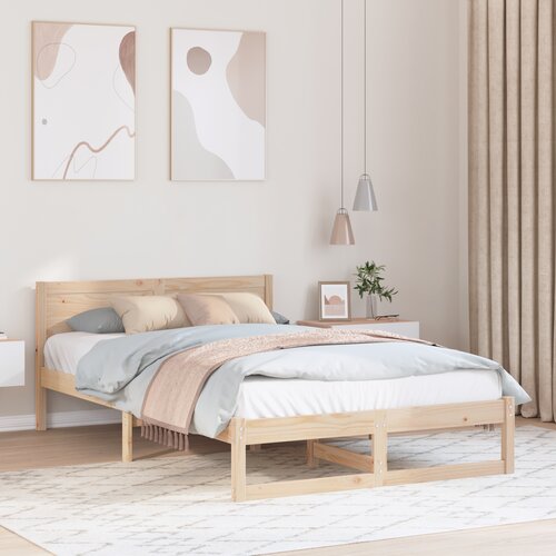 vidaXL posteljni okvir Naraven Trden borov les 135 x 190 cm Trajen Cene