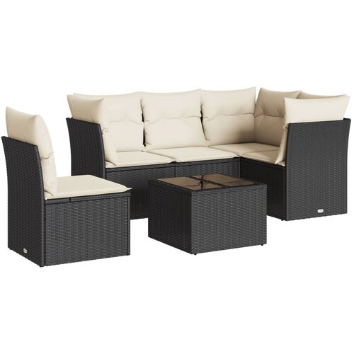 Maison Chic Seti vrtnega pohištva - Vrtna garnitura - Vrtni pohištvo set 6-delna z blazinami črna poli ratan, (21807040) Cene