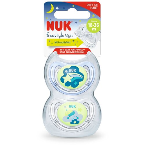 Nuk tolažilna duda - silikon Freestyle (18-36 m), 2 kosa Multicolor Cene