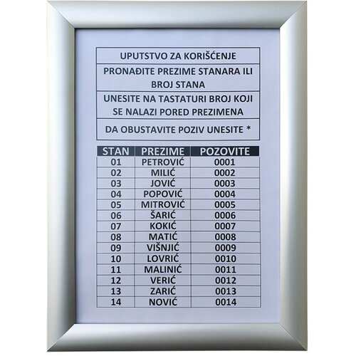 Olimp Sport Ram za spisak stanara 875 Cene