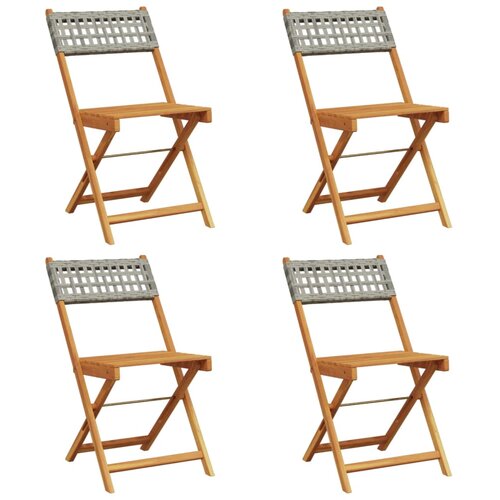 Maison Chic Zložljivi Vrtni Stoli - Stol za vrti 4 kosi sivi poli ratan in trden les JS2879, (21876114) Slike
