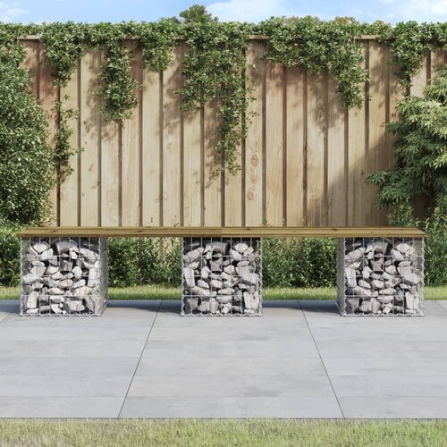The Living Store Vrtna klop gabion 203x44x42 cm impregnirana borovina - Vrtna Klop, (21469112) Slike