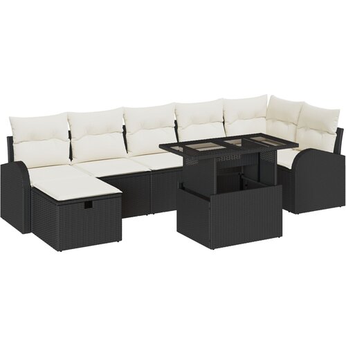 vidaXL 8-delni Vrtni Sofa Set z Blazinami Črni Poli Ratan, (22091424) Cene