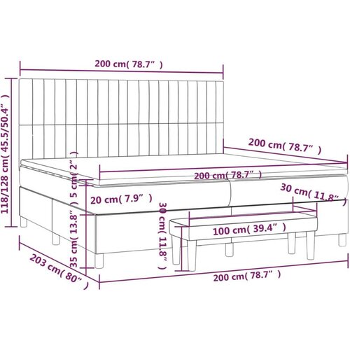  Krevet s oprugama i madracem tamnosivi 200x200 cm bar&amp;scaron;unasti Slike