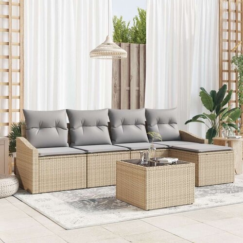  Vrtni kavč set Set 6 Bež Polietilenski ratan Zunanji kavč, (22064937) Cene