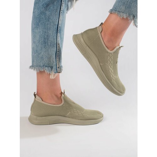 Shelvt Green Women's Slip-On Sneakers Cene