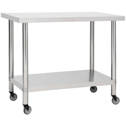 vidaXL Kuhinjski radni stol s kotačima 100x60x85 cm nehrđajući čelik Cijene
