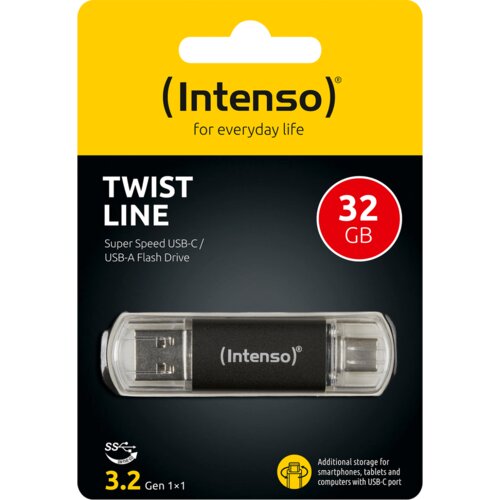  (Intenso) USB Flash drive 32GB, USB 3.2, USB-C, USB-A, Twist Line – USB3.2-32GB/Twist Line Cene