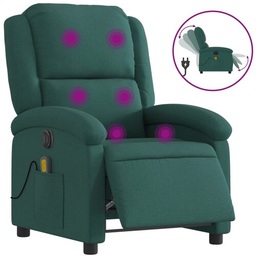 Maison Chic Električni masažni naslanjač - Relax naslanjač temno zeleno blago, (22134816) Cene