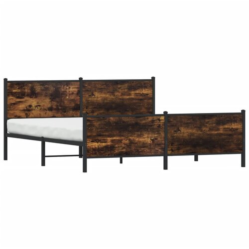 Maison Chic Kovinski Posteljni okvir - Dvoposteljna postelja - Zakonska postelja brez vzmetnice dimljen hrast 180x200cm, (21692959) Cene
