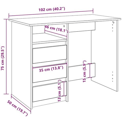 vidaXL Pisalna miza siva sonoma 102x50x75 cm inženirski les Cene