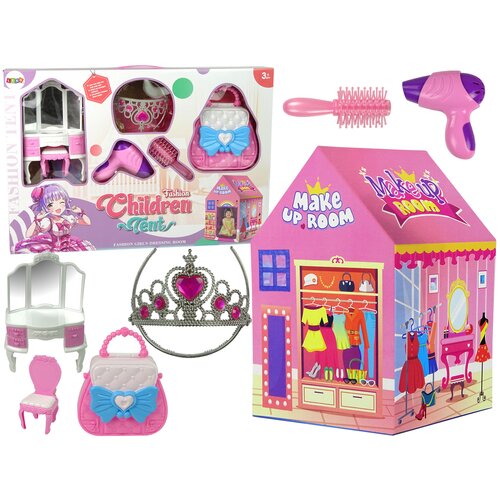 Lean_Toys Princeskin šotor za otroke Kozmetični salon Pink Dodatki Krona Cene
