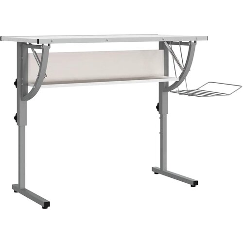  Radni stol bijelo-sivi 110x53x(58-87) konstruirano drvo i čelik Slike