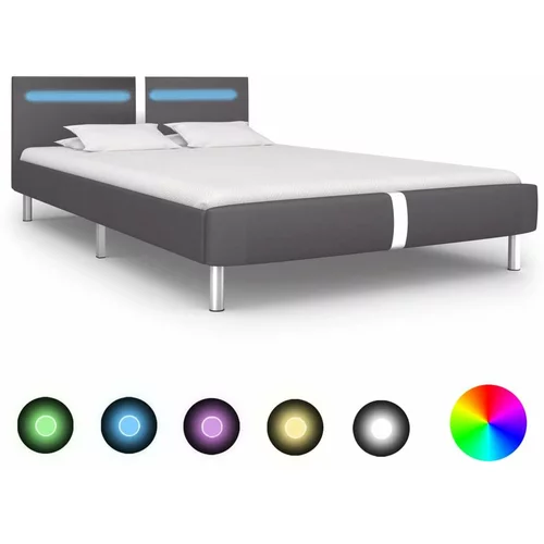  za krevet od umjetne kože s LED svjetlom sivi 140x200 cm