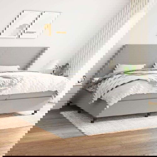  Box spring postelja z vzmetnico svetlo siva 200x200 cm blago, (20761257) Cene