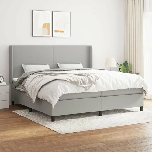  Box spring postelja z vzmetnico svetlo siva 200x200 cm blago, (20761257)