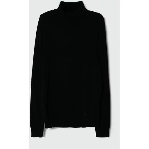United Colors Of Benetton Otroški pulover s primesjo volne črna barva