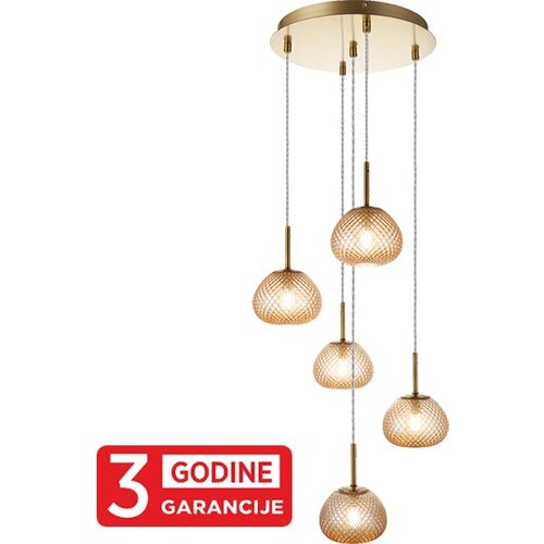 Mitea Lighting Visilica staro zlato PRISMA MAP9526-5 5xG9 + amber 3Y Cene