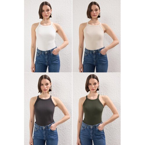 TRENDYOLMILLA Ženski set majici TWOSS25AL00055, 4 komada, Višebojni Cene