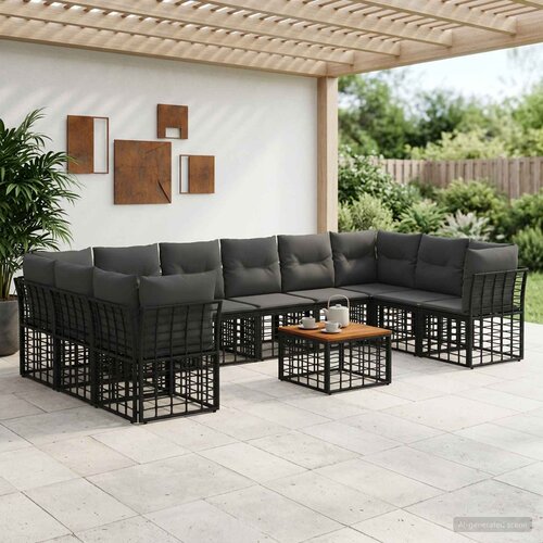  Set vanjskih sofa 11 kom. Crna i tamno siva Poliester Cene