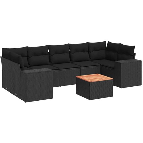 Maison Chic Seti vrtnega pohištva - Vrtna garnitura - Vrtni pohištvo set 8-delna z blazinami črn poli ratan, (21800292) Cene