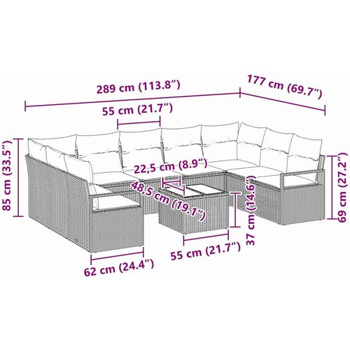  Set sofe s jastukom 10 pcs Crna poliratan Slike