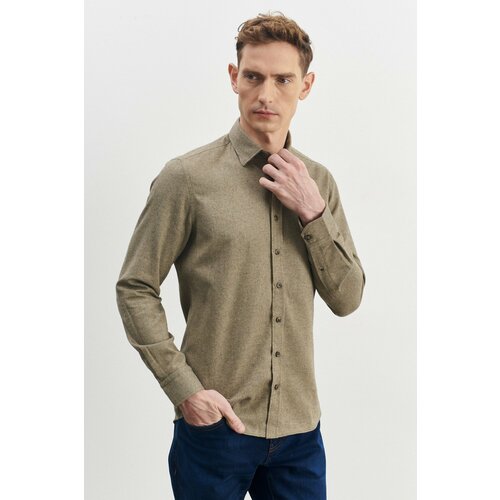 ALTINYILDIZ CLASSICS Men's Brown Slim Fit Slim Fit Buttoned Collar Flannel Lumberjack Winter Shirt Cene