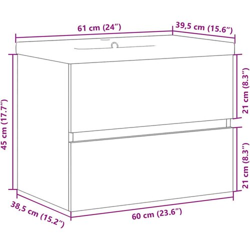 vidaXL Ormarić s ugrađenim umivaonikom boja starog drva 61x39,5x49 cm Cene