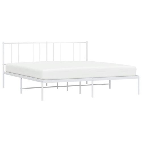  Metalni okvir za krevet s uzglavljem bijeli 193x203 cm Slike