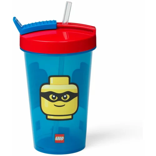 Lego Plava čaša s crvenim poklopcem i slamkom Iconic, 500 ml
