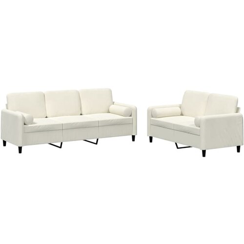 Maison Chic Sedežna garnitura - kavč 2-delna z vzglavniki krem žamet, (21728309) Cene