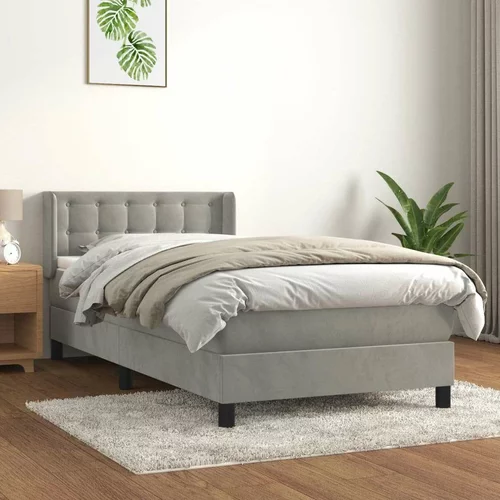 Box spring postelja z vzmetnico svetlo siv 90x190 cm žamet, (20790493)