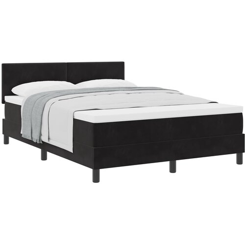 vidaXL Telažna postelja z vzmetnico Črna 160x200 cm Žamet Cene
