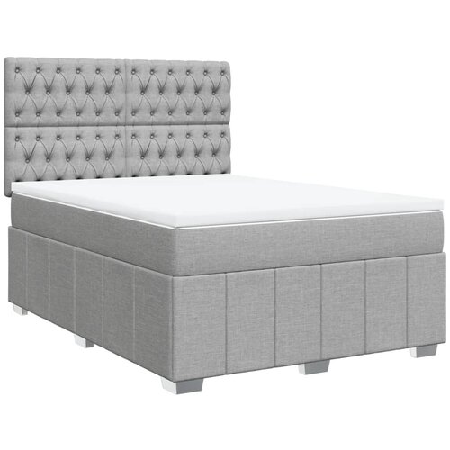 vidaXL Box spring posteljni z vzmetnico svetlo siv 140x190 cm blago, (21310907) Cene