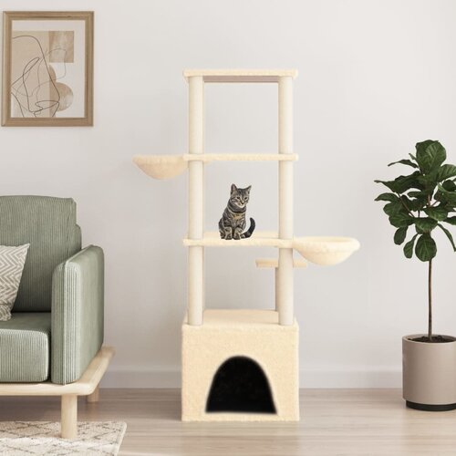 VidaXL Penjalica za mačke sa stupovima za grebanje krem 147 cm Slike