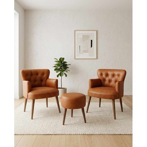Atelier Del Sofa Az-2Rom-Cvz set od 2 fotelje i taburea, svetlobraon Cene