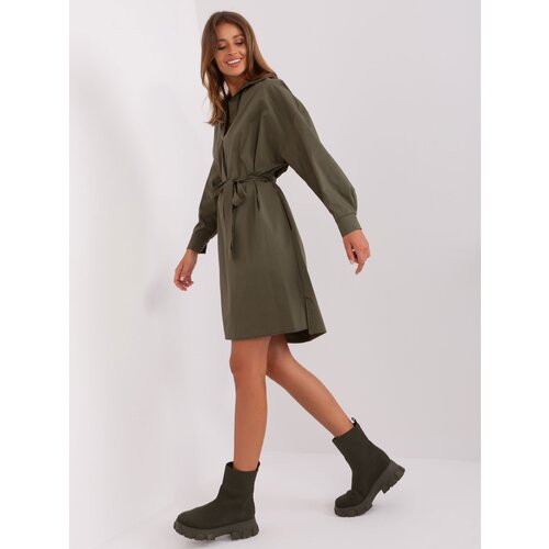 Fashion Hunters Khaki shirt dress with belt ZULUNA Cene