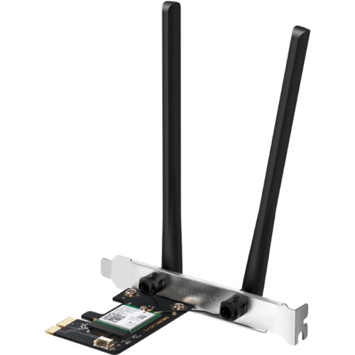 Mercusys MA80XE AX3000 Dual-Band Wi-Fi 6 Bluetooth PCI Express Adapter, 2402 Mbps at 5 GHz + 574 Mbps at 2.4 GHz, 2&times; High Gain Dual-Band External Antennas, Wi-Fi 6, MU-MIMO, OFDMA, 1024 QAM, HE160, WPA3, Bluetooth 5.2, Intel WiFi 6 Chipset Cijene