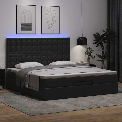 VidaXL Otomanski okvir kreveta s madracem crni 160x200cm umjetna koža Slike