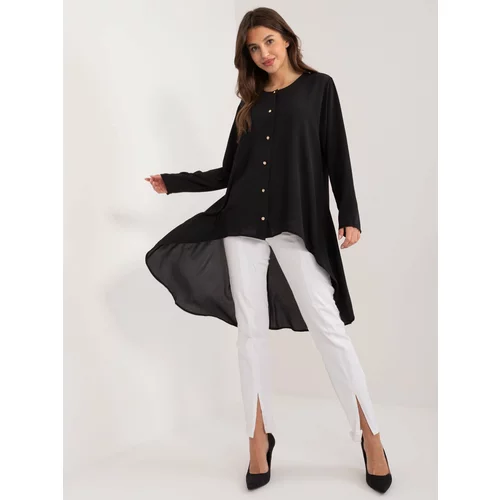 Fashion Hunters Black long shirt with decorative buttons