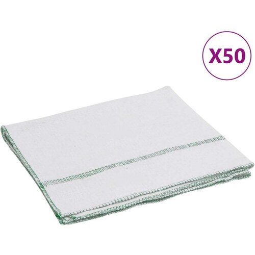 VidaXL Krpe za pod 50 kom bijele sa zelenim prugama 50 x 60 cm Slike