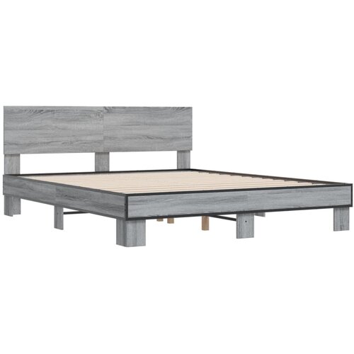  Okvir za krevet boja hrasta 150x200cm konstruirano drvo i metal Siva 150 x 200 cm Slike