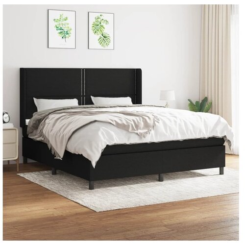 vidaXL Krevet s oprugama i madracem crni 180x200 cm od tkanine Cijene