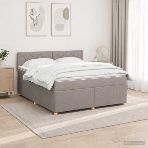  Boxspring krevet s madracem Sivosmeđa 160 x 200 cm Tkanina Smeđesiva 160 x 200 x 100.5 cm Slike