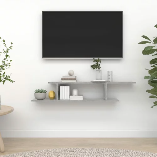 Zidna TV polica siva boja betona 125 x 18 x 23 cm od iverice
