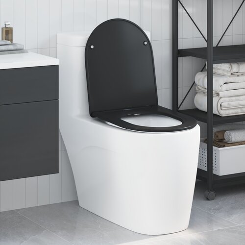 VidaXL Crna Plastika Standardno Čvrsto WC sjedalo Ovalno Moderno Slike