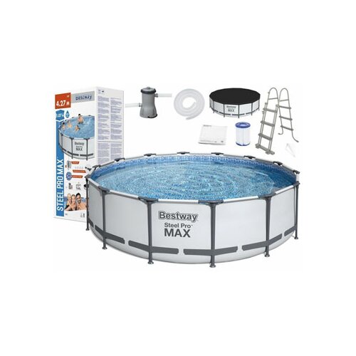 Bestway bazen steel pro MAX™ sa čeličnom konstrukcijom sa filter pumpom i merdevinama 427x107cm 56950 Slike