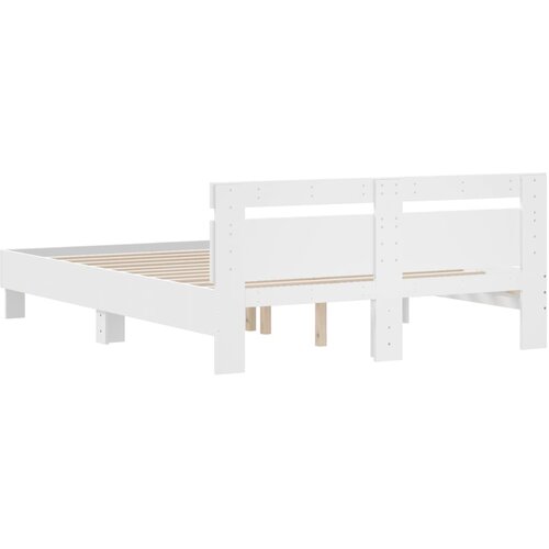  Okvir za krevet s uzglavljem bijeli 140x200cm konstruirano drvo Slike