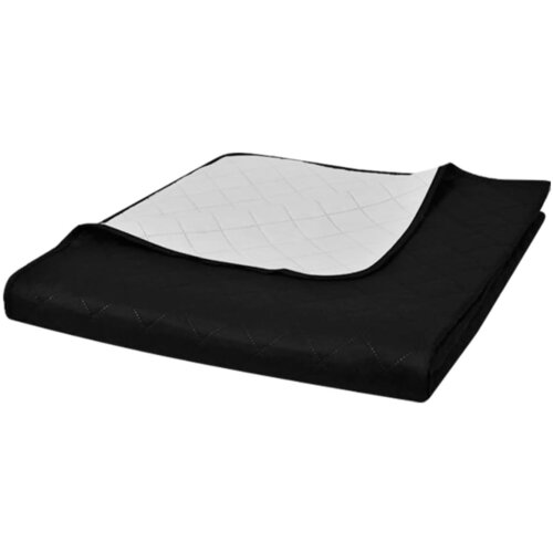 vidaXL Dvostransko Prešito Posteljno Pregrinjalo Črno/Belo 170 x 210 cm, (20916030) Cene