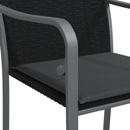  Vrtne stolice s jastucima 2 kom crne 56x59x84 cm od poliratana Slike